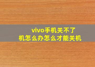 vivo手机关不了机怎么办怎么才能关机