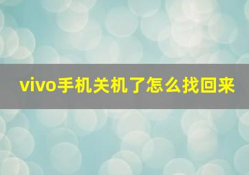 vivo手机关机了怎么找回来