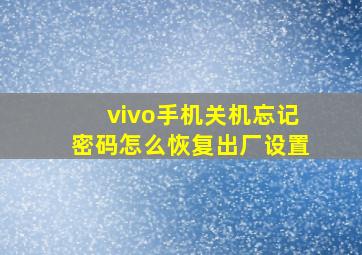 vivo手机关机忘记密码怎么恢复出厂设置