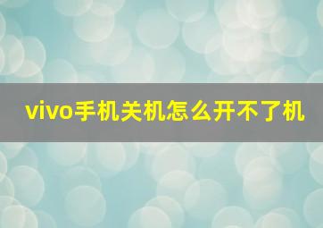 vivo手机关机怎么开不了机