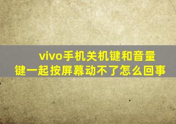 vivo手机关机键和音量键一起按屏幕动不了怎么回事