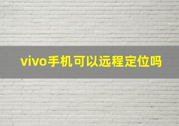 vivo手机可以远程定位吗