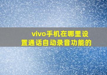 vivo手机在哪里设置通话自动录音功能的