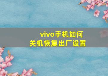 vivo手机如何关机恢复出厂设置