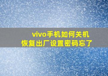 vivo手机如何关机恢复出厂设置密码忘了