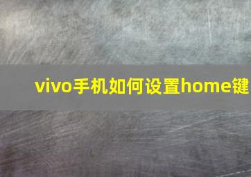 vivo手机如何设置home键