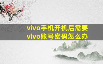 vivo手机开机后需要vivo账号密码怎么办