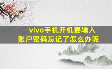 vivo手机开机要输入账户密码忘记了怎么办呢