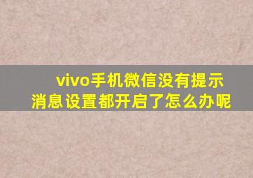 vivo手机微信没有提示消息设置都开启了怎么办呢