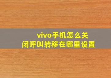 vivo手机怎么关闭呼叫转移在哪里设置