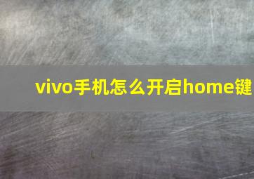 vivo手机怎么开启home键