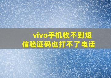 vivo手机收不到短信验证码也打不了电话