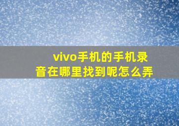 vivo手机的手机录音在哪里找到呢怎么弄