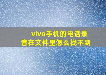 vivo手机的电话录音在文件里怎么找不到