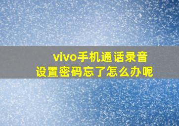 vivo手机通话录音设置密码忘了怎么办呢