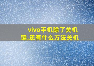 vivo手机除了关机键,还有什么方法关机