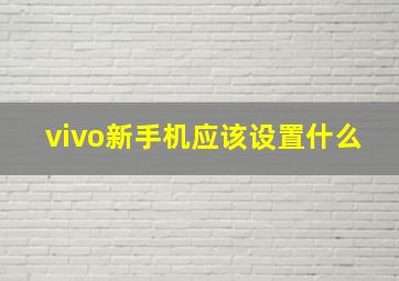 vivo新手机应该设置什么