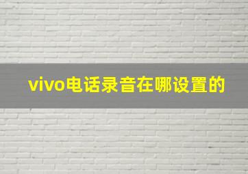 vivo电话录音在哪设置的