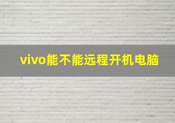 vivo能不能远程开机电脑