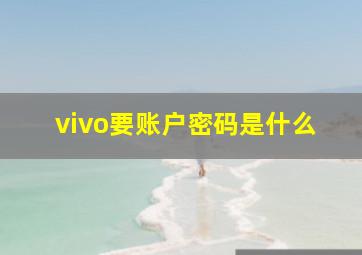 vivo要账户密码是什么