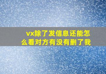 vx除了发信息还能怎么看对方有没有删了我