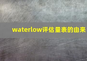 waterlow评估量表的由来