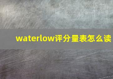 waterlow评分量表怎么读