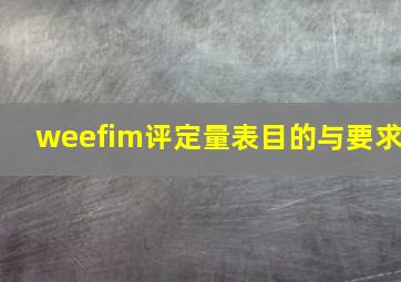 weefim评定量表目的与要求