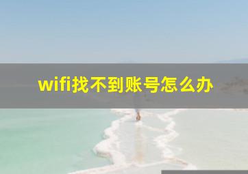 wifi找不到账号怎么办