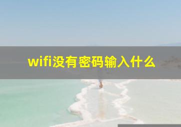 wifi没有密码输入什么