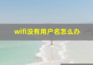 wifi没有用户名怎么办