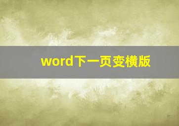 word下一页变横版