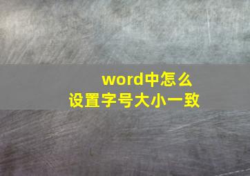 word中怎么设置字号大小一致