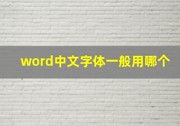 word中文字体一般用哪个