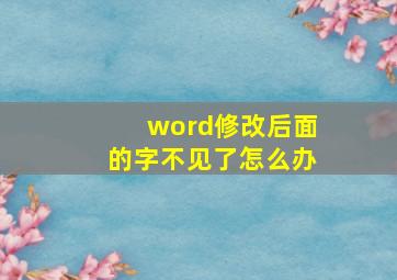 word修改后面的字不见了怎么办