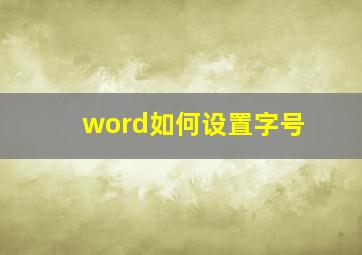 word如何设置字号