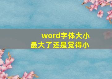 word字体大小最大了还是觉得小