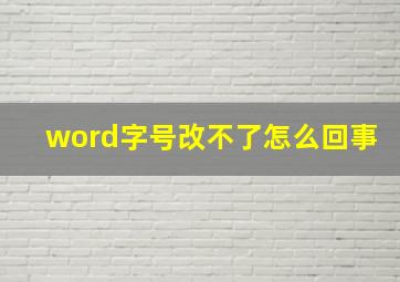 word字号改不了怎么回事