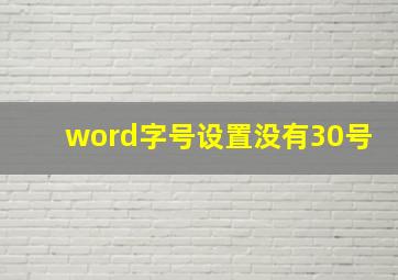 word字号设置没有30号