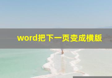 word把下一页变成横版