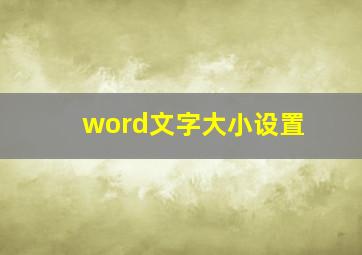 word文字大小设置