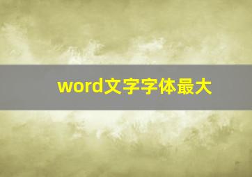 word文字字体最大