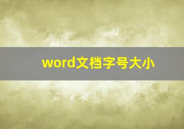 word文档字号大小