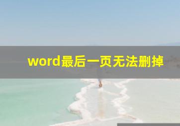 word最后一页无法删掉