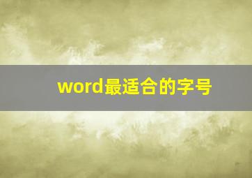 word最适合的字号