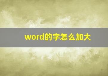 word的字怎么加大