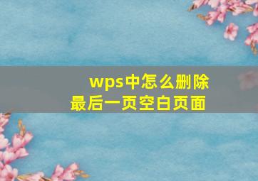 wps中怎么删除最后一页空白页面