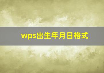 wps出生年月日格式