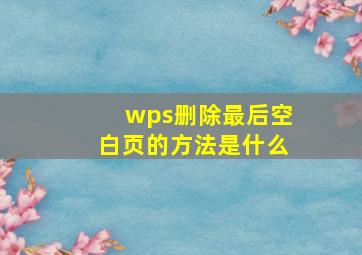 wps删除最后空白页的方法是什么