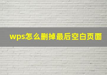 wps怎么删掉最后空白页面